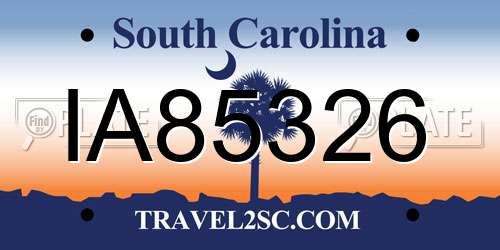 IA85326 South Carolina License Plate
