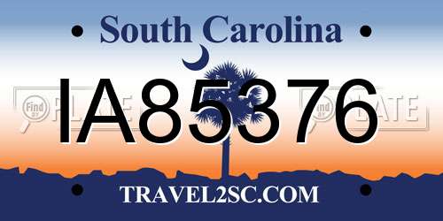 IA85376 South Carolina License Plate