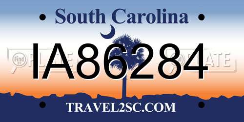 IA86284 South Carolina License Plate