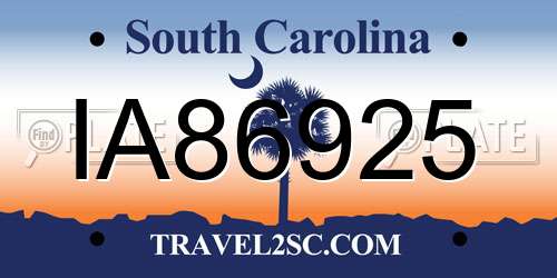 IA86925 South Carolina License Plate