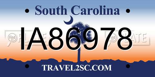 IA86978 South Carolina License Plate