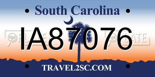 IA87076 South Carolina License Plate