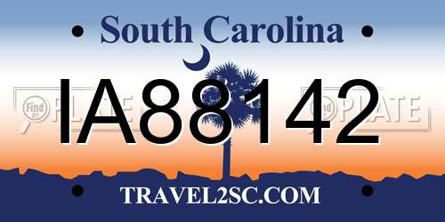 IA88142 South Carolina License Plate