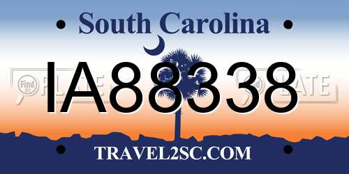 IA88338 South Carolina License Plate