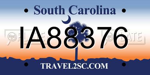 IA88376 South Carolina License Plate
