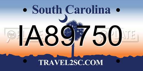 IA89750 South Carolina License Plate