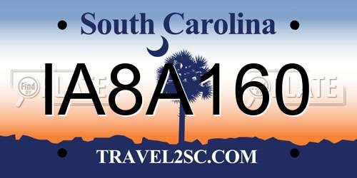 IA8A160 South Carolina License Plate
