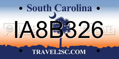 IA8B326 South Carolina License Plate