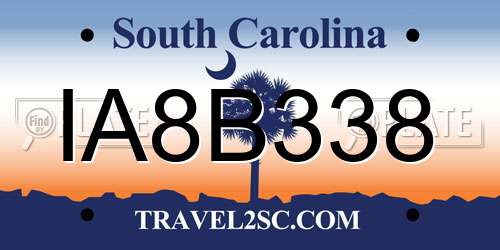 IA8B338 South Carolina License Plate