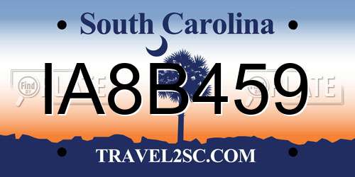 IA8B459 South Carolina License Plate