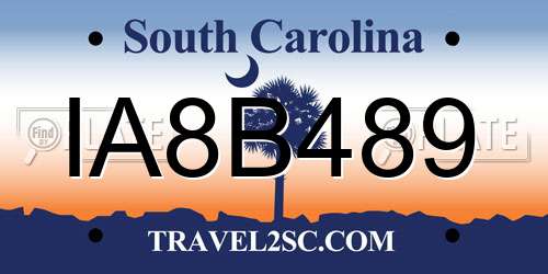 IA8B489 South Carolina License Plate
