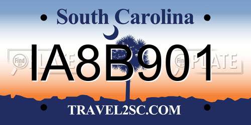 IA8B901 South Carolina License Plate
