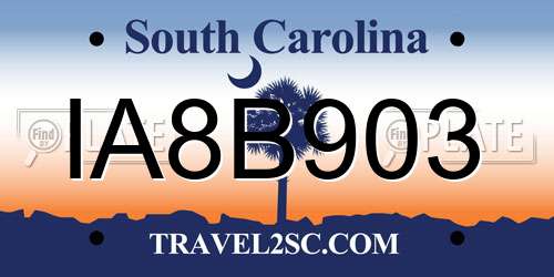 IA8B903 South Carolina License Plate