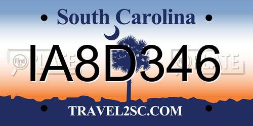 IA8D346 South Carolina License Plate