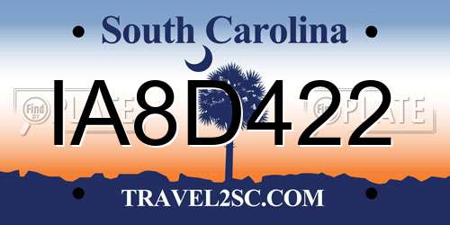 IA8D422 South Carolina License Plate
