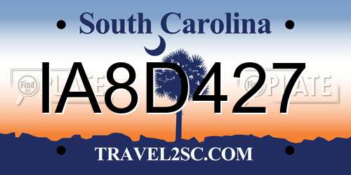 IA8D427 South Carolina License Plate