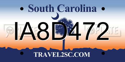 IA8D472 South Carolina License Plate