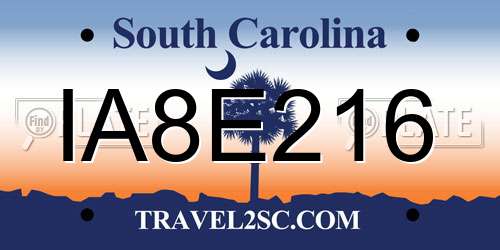 IA8E216 South Carolina License Plate