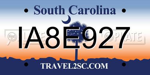 IA8E927 South Carolina License Plate