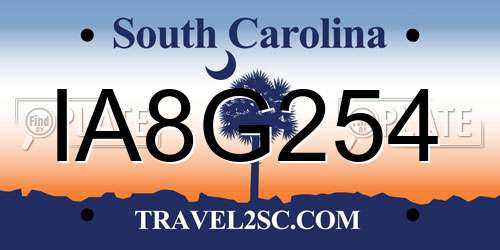 IA8G254 South Carolina License Plate