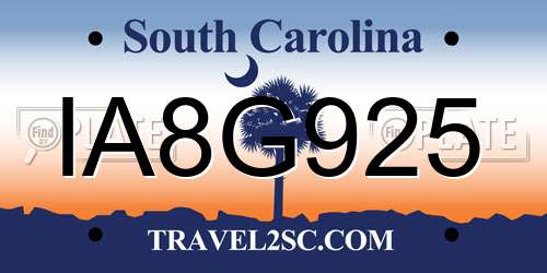 IA8G925 South Carolina License Plate