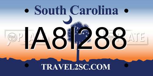 IA8I288 South Carolina License Plate