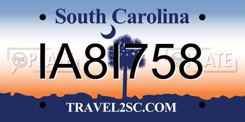 IA8I758 South Carolina License Plate