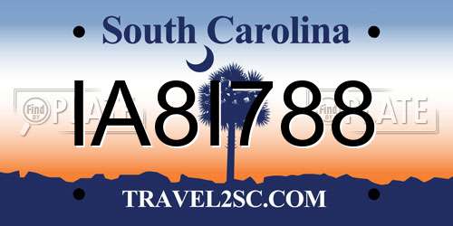 IA8I788 South Carolina License Plate