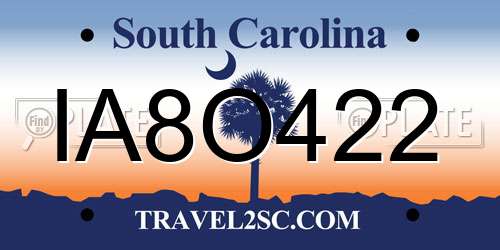 IA8O422 South Carolina License Plate