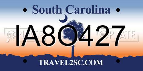 IA8O427 South Carolina License Plate