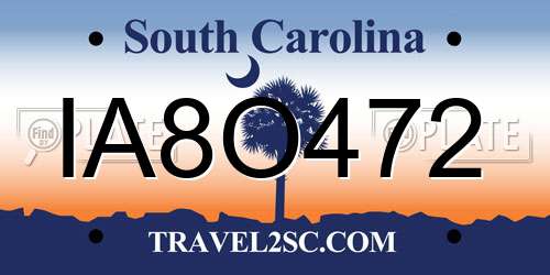 IA8O472 South Carolina License Plate