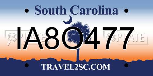 IA8O477 South Carolina License Plate