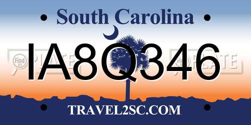 IA8Q346 South Carolina License Plate