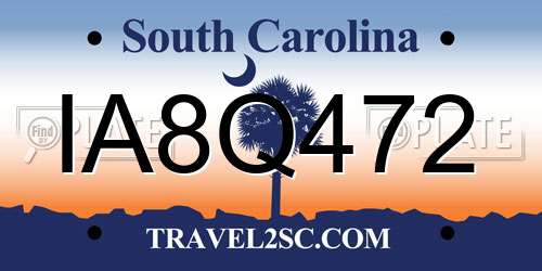 IA8Q472 South Carolina License Plate