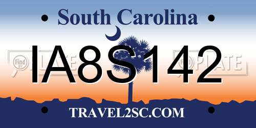 IA8S142 South Carolina License Plate