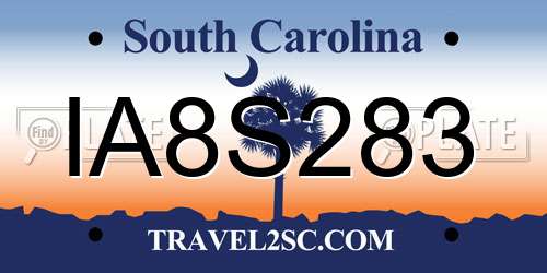 IA8S283 South Carolina License Plate
