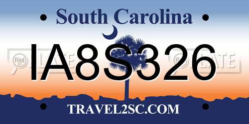 IA8S326 South Carolina License Plate