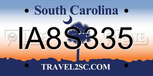 IA8S335 South Carolina License Plate