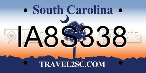 IA8S338 South Carolina License Plate