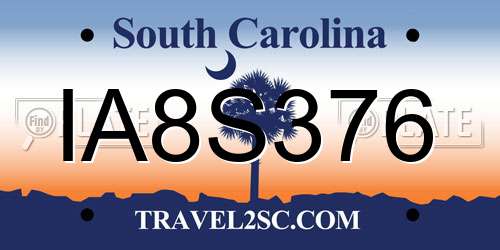 IA8S376 South Carolina License Plate