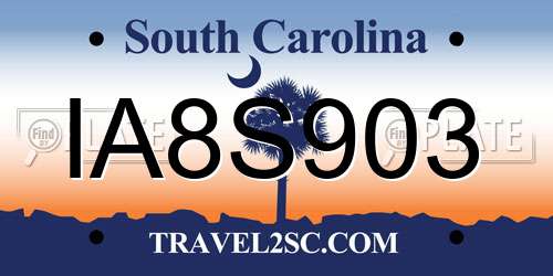 IA8S903 South Carolina License Plate