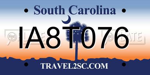 IA8T076 South Carolina License Plate