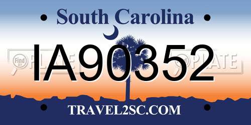 IA90352 South Carolina License Plate