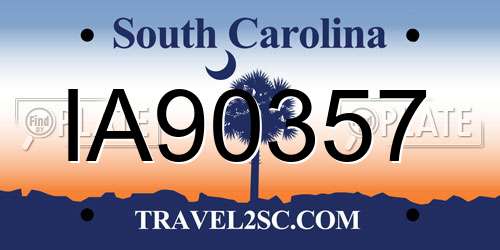 IA90357 South Carolina License Plate