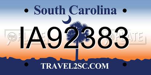 IA92383 South Carolina License Plate