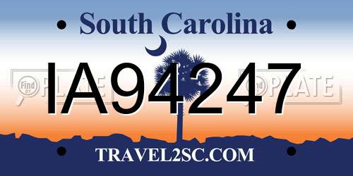 IA94247 South Carolina License Plate