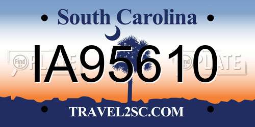IA95610 South Carolina License Plate