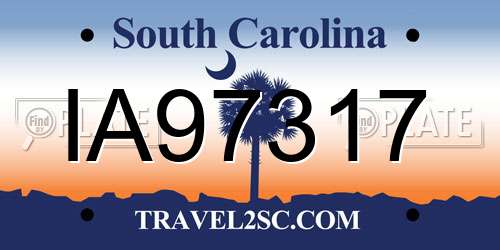 IA97317 South Carolina License Plate