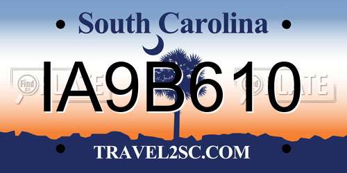 IA9B610 South Carolina License Plate