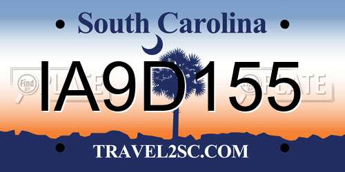 IA9D155 South Carolina License Plate